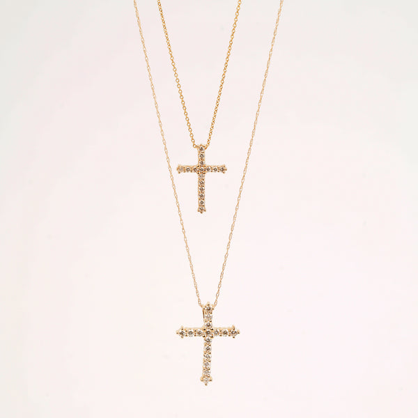 Gold Cross Diamond Pendant Necklace