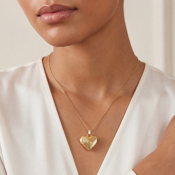 Etched Heart Locket Pendant