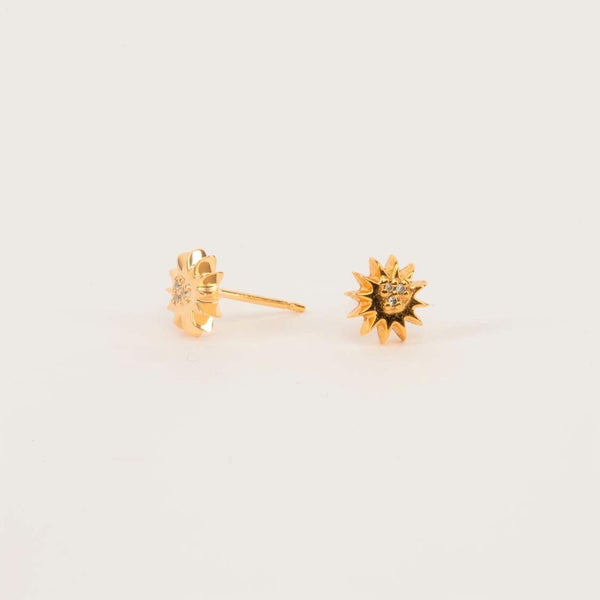 Gold Starburst Sparkle Stud Earrings