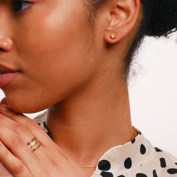 Gold Starburst Sparkle Stud Earrings