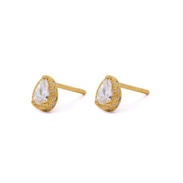 Teardrop CZ Solitaire Stud