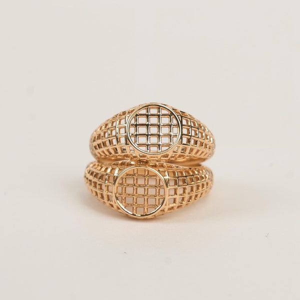 Woven Open Diamond Accent Signet Pinky Ring