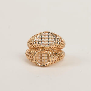 Woven Open Diamond Accent Signet Pinky Ring
