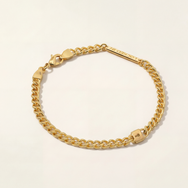 Gwen Beloti Gold Locked In Charm ID Bracelet 4