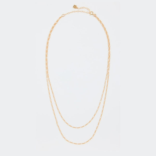 Two Tier Figaro Gold Link Necklace