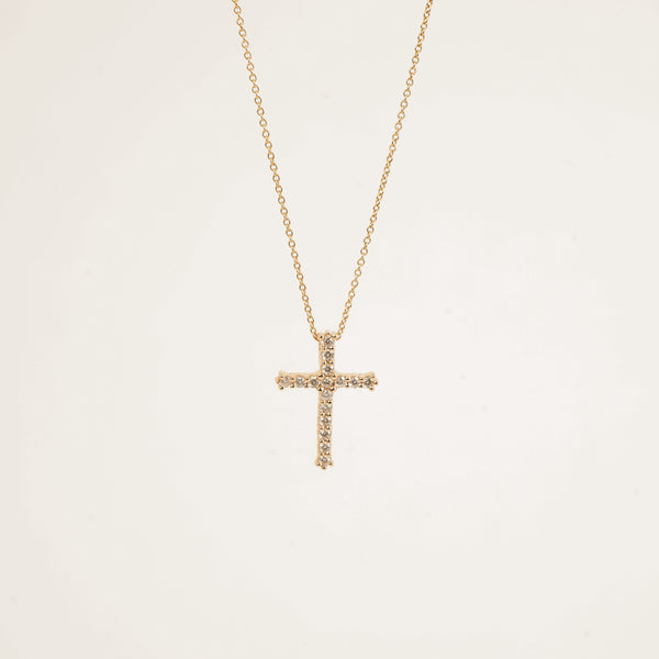 Gold Cross Diamond Pendant Necklace