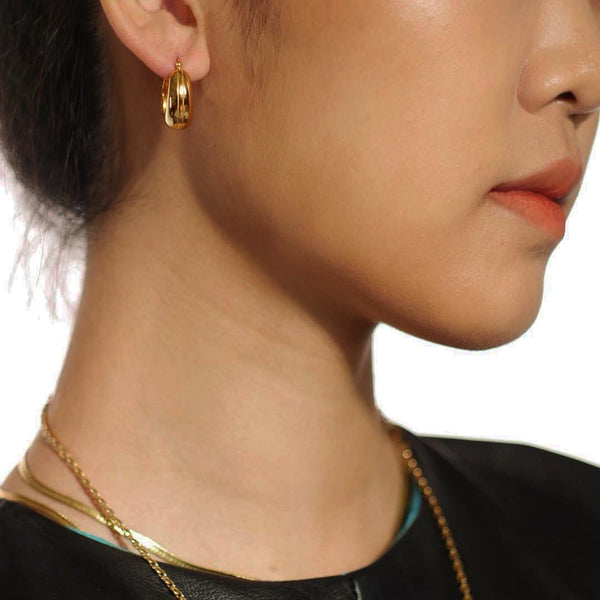 Dome Stripe Hoop Earrings