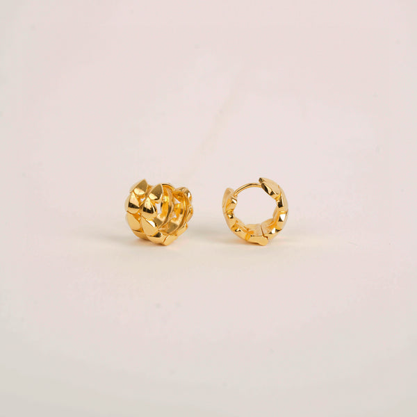 Folded Heart Huggie Earrings