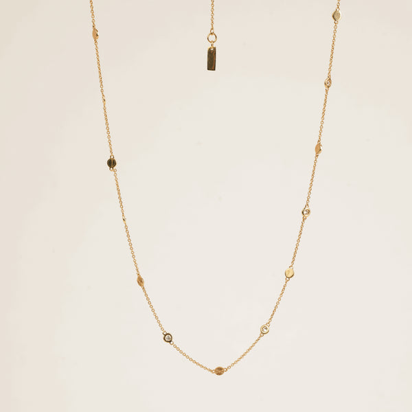 Essence Bezel and Prism Charm Diamond Necklace