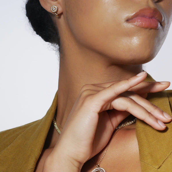 WOVEN OPEN DIAMOND STUD AND JACKET EARRINGS