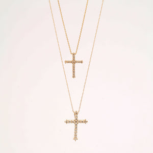 Gold Cross Diamond Pendant Necklace