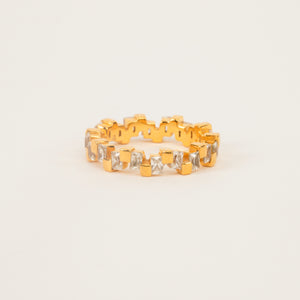 Golden Block Stone Ring