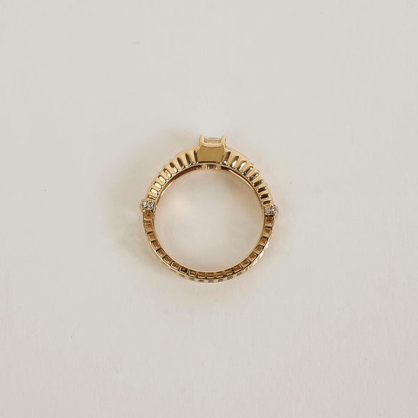 Woven Open Pleated Solitaire Princess Diamond Ring