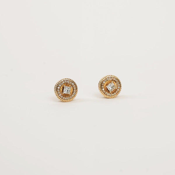 WOVEN OPEN DIAMOND STUD AND JACKET EARRINGS