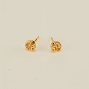 Etched Round Disk Stud Earring