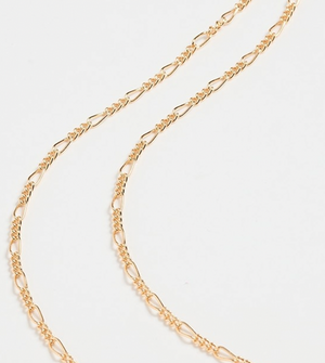 Two Tier Figaro Gold Link Necklace