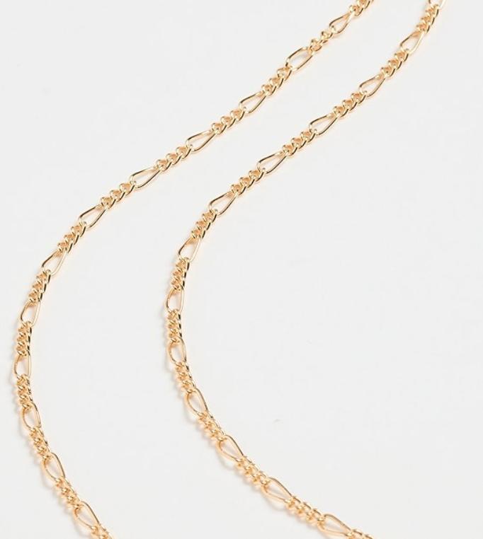 Two Tier Figaro Gold Link Necklace