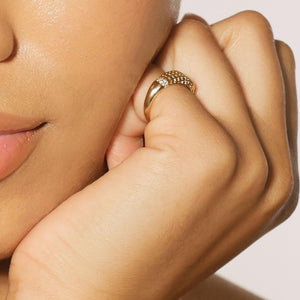 Woven Open Diamond Accent Signet Pinky Ring