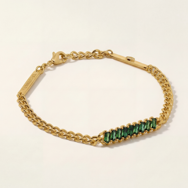 Gwen Beloti Destined Emerald Gold Link Curb Chain Charm Bracelet 4