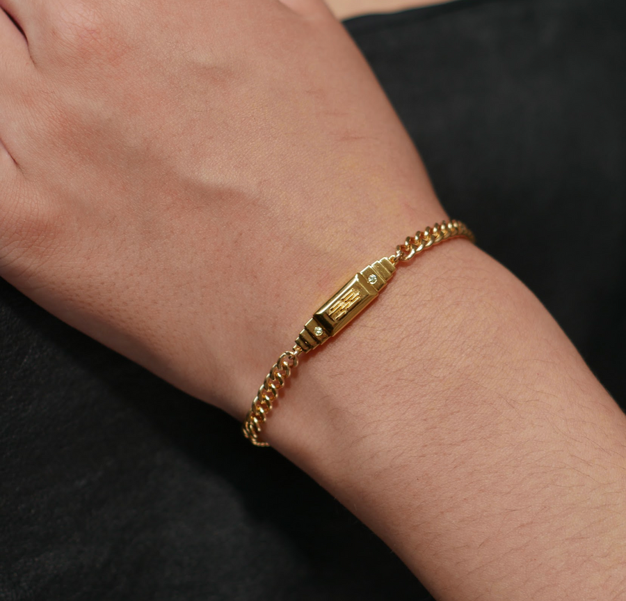 Gold Bar Block  Bracelet