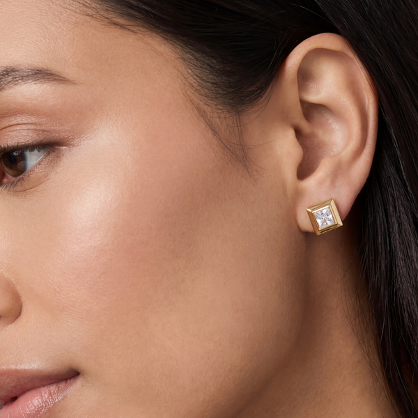 Gwen Beloti Gold Button XL Stud Earrings 1