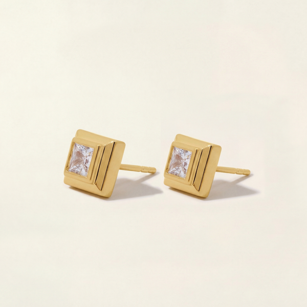 Gwen Beloti Gold Button XL Stud Earrings 2