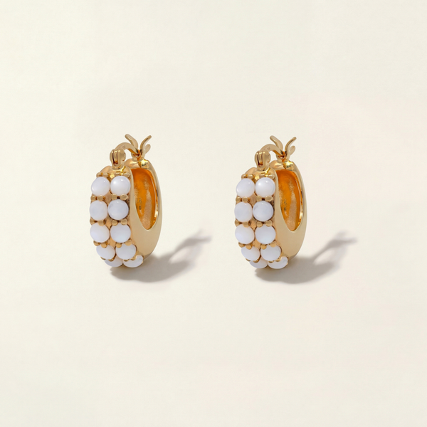 Gwen Beloti Gold Dome Pearl Hoop Earrings 4