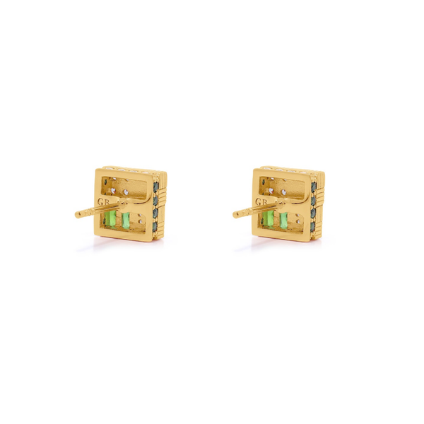 Gwen Beloti Gold Emerald CZ Chunky Stud Earrings 4