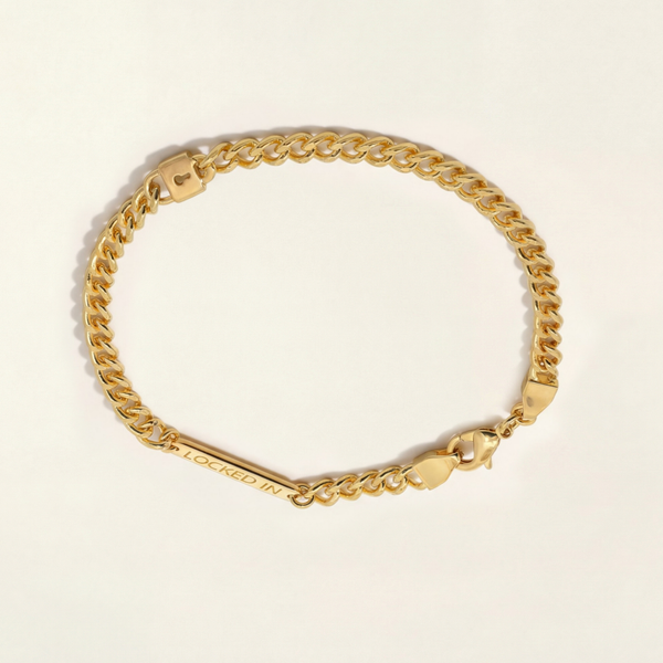 Gwen Beloti Gold Locked In Charm ID Bracelet 3