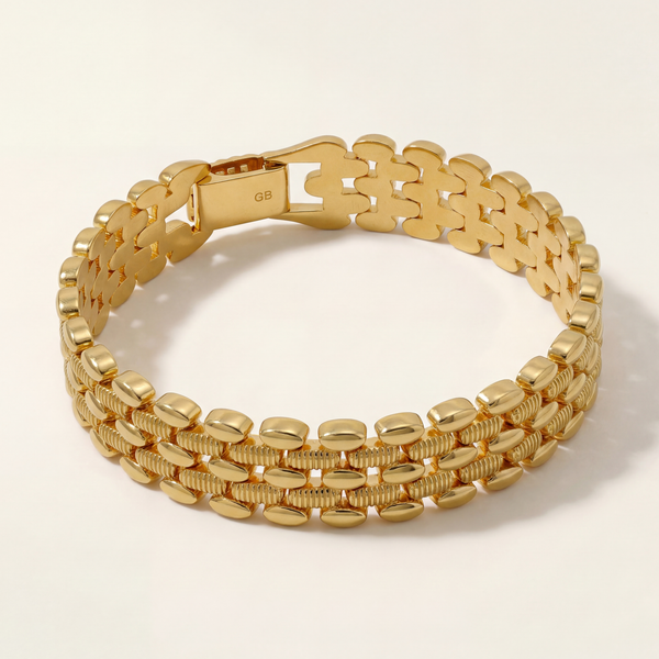 Gwen Beloti Gold Panther Textured Extra Chunky Gold Link Bracelet 2