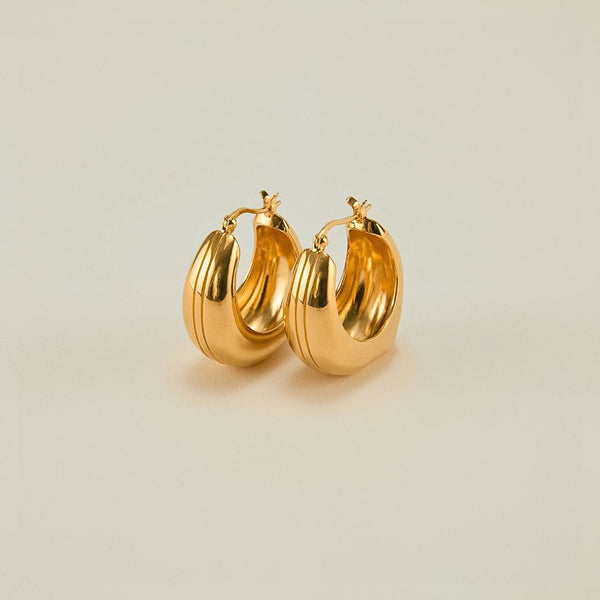 Stripe Dome Hoop Earring Large
