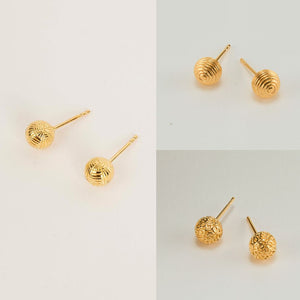 Textured Gold Ball Stud Earrings Set