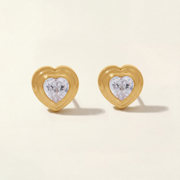 Gwen Beloti XL Gold Heart Beat Stud Earring 2