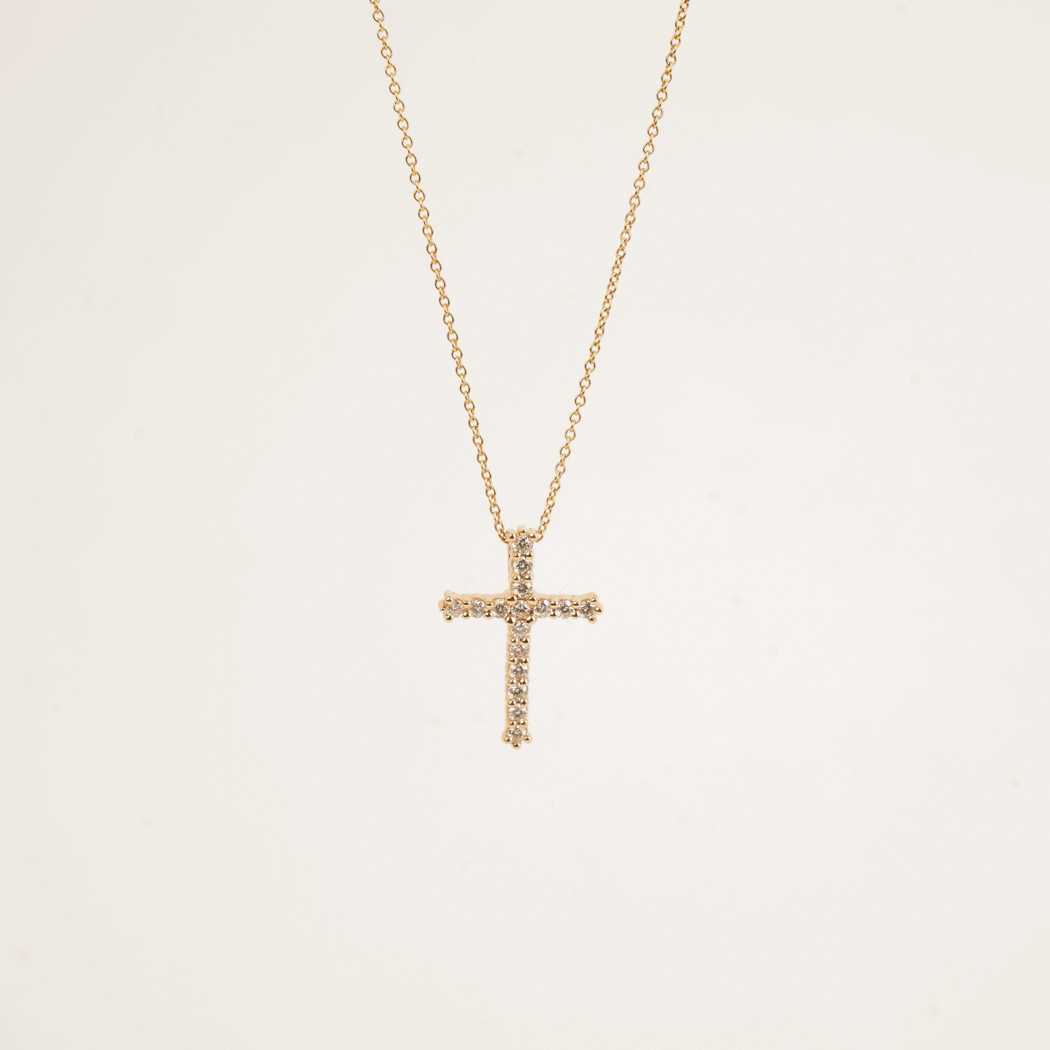 Gold Cross Diamond Pendant Necklace