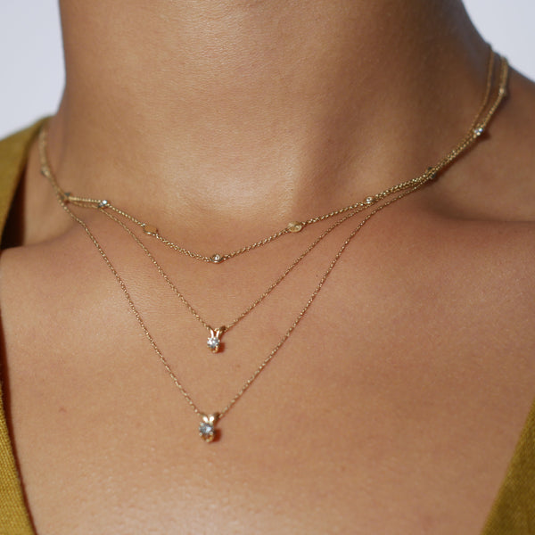 Essence Bezel and Prism Charm Diamond Necklace