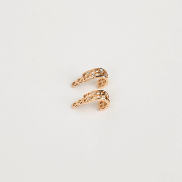 WOVEN OPEN DIAMOND STUD AND JACKET EARRINGS