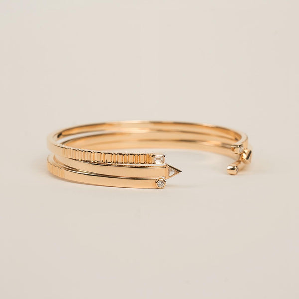 Essence Bezel Emerald Cut and Prism Cuff Bangle