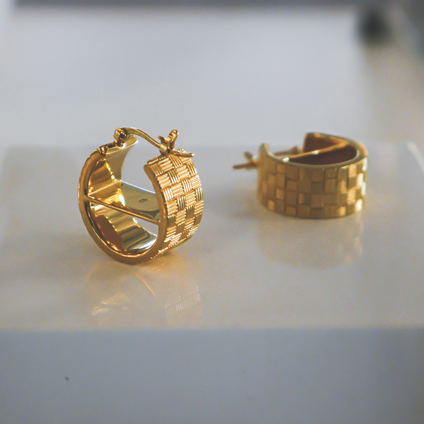 Woven Bar Hoop Earrings