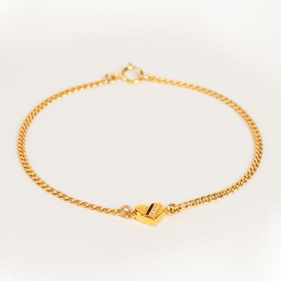 Gold Love Heart Charm Bracelet