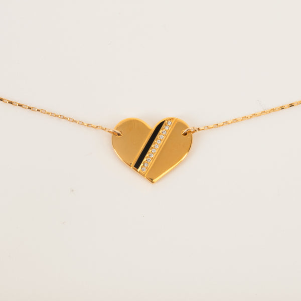 Golden Heart Stripe Necklace