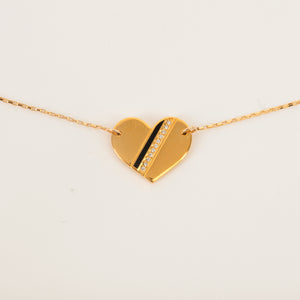 Golden Heart Stripe Necklace