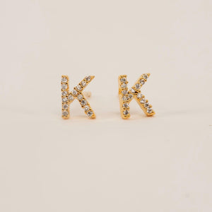 Pave Letter Stud Earring