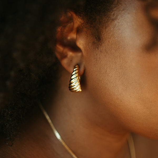 Twist Croissant Gold Hoops