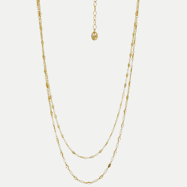 Double Golden Baguette Necklace