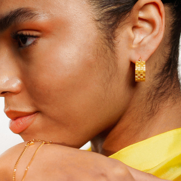 Woven Bar Hoop Earrings