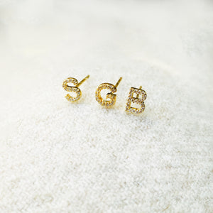 Pave Letter Stud Earring