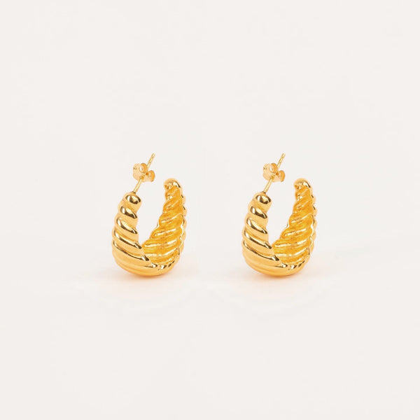 Twist Croissant Gold Hoops